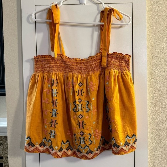 Anthropologie Gold Embroidered Swing Tank Size LP - Picture 5 of 12